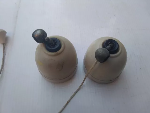 Vintage Crabtree Ceiling Light Pull Switches Porcelain Mount