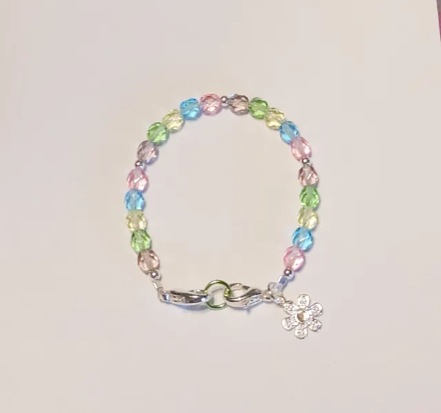 Czech Glass Beads Pastel Colors Medical Alert ID Replacement Bracelet 6.5"