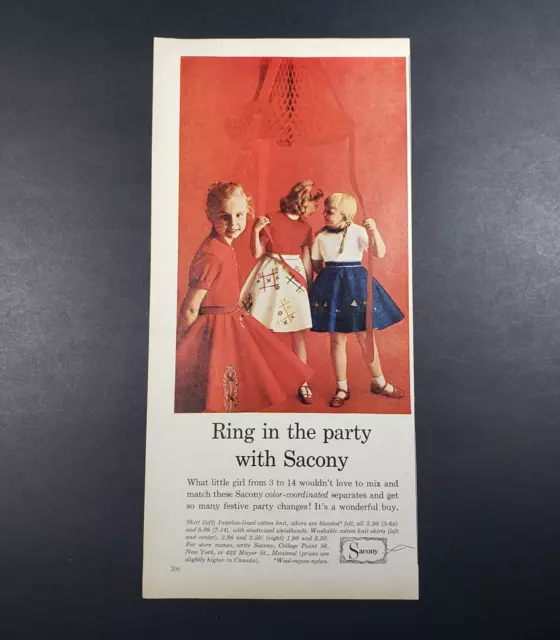 1956 Print Ad Sacony Girls Color Coordinated Separates Ring In The Party   AD1-5
