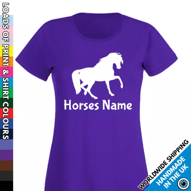 Ladies Custom Horse Tshirt Personalised Horses Pony Name T Shirt New Riding Cute