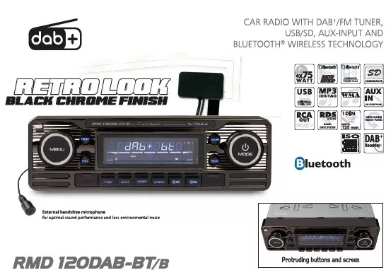 CALIBER RMD120DAB-BT RETRO Classic Style Car stereo with Bluetooth/Dab/USB  Inc A £179.00 - PicClick UK