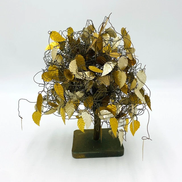 VINTAGE DREAM TREE Gold Leaves Twisted Wire Art Sculpture Resin/Plastic