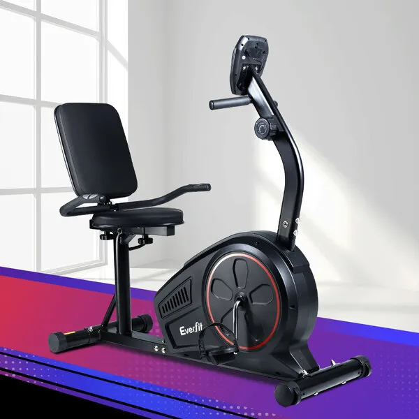 Everfit Magnetic Recumbent Exercise Bike Fitness Trainer Home Gym Equipment Blac