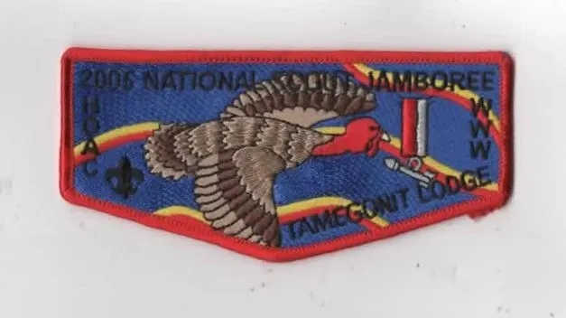 OA Tamegonit Lodge 147 2005 National Scout Jamboree Flap RED Bdr. HOAC 307, [KY-