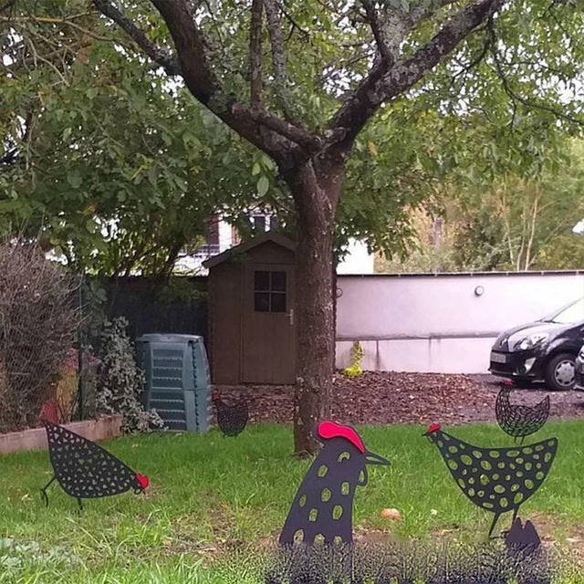 Gardening Ornaments Chicken Yard Art Garden Backyard Lawn Stakes Hen Decor