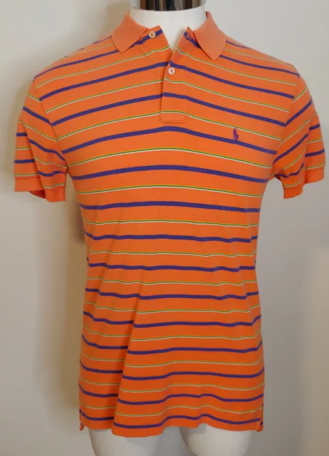 POLO RALPH LAUREN Orange Purple Stripe Pony Polo Shirt M Cotton $15.33 ...