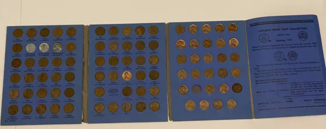 Collection LOT  1941-1974 Lincoln Wheat Cent Set With Coins Whitman Folder