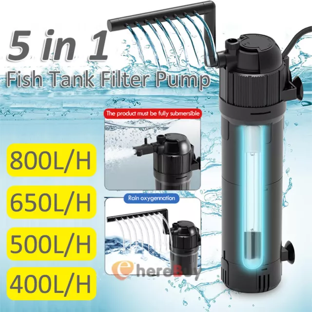 Aquarium Fish Tank Internal UV Sterilizers Filter Submersible Oxygen Water Pump