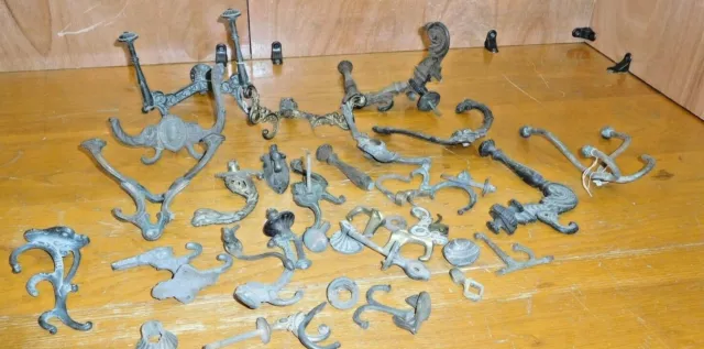 Antique ~Salvage ~ Assorted Hat Coat Hooks for parts ~ all damaged  ~ #3068