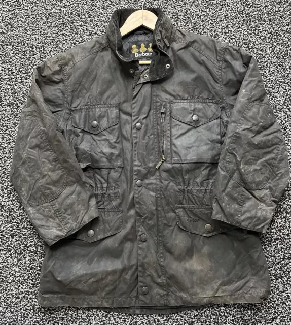 Barbour Sapper Wax Waxed Black Jacket Coat Large L Mens