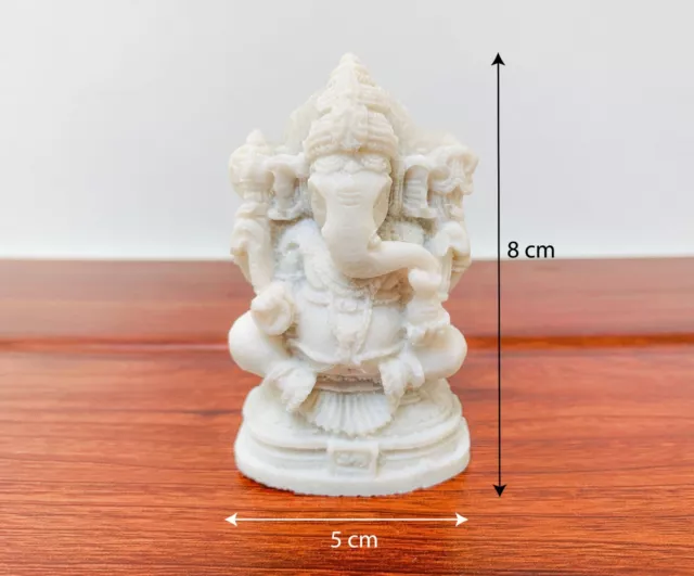 Ganesha White Stone Statue Lord Ganesh Meditation small figur Hindu Elephant God