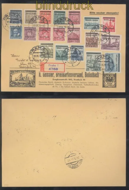 Böhmen und Mähren Mi # 1/19 auf Satz-R-Brief Prag 19.9.1939 (46876)