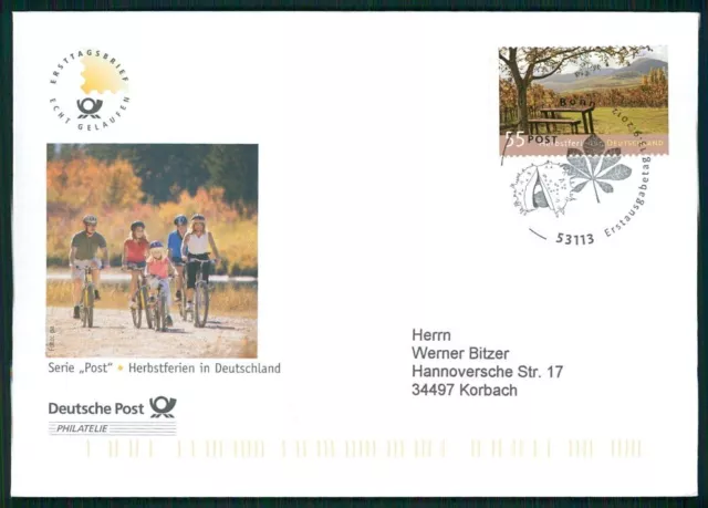 DEUTSCHE POST FDC 2012 POST HERBST-FERIEN SPORT RADFAHREN CYCLING WEINBERG ua46