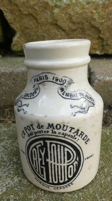 ANCIEN POT MOUTARDE GREY POUPON Fin XIXe Céramique OPAQUE SARREGUEMINES  D