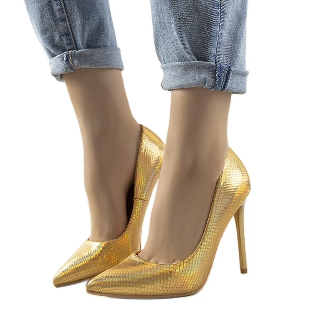 Audrey's gold iridescent heels golden