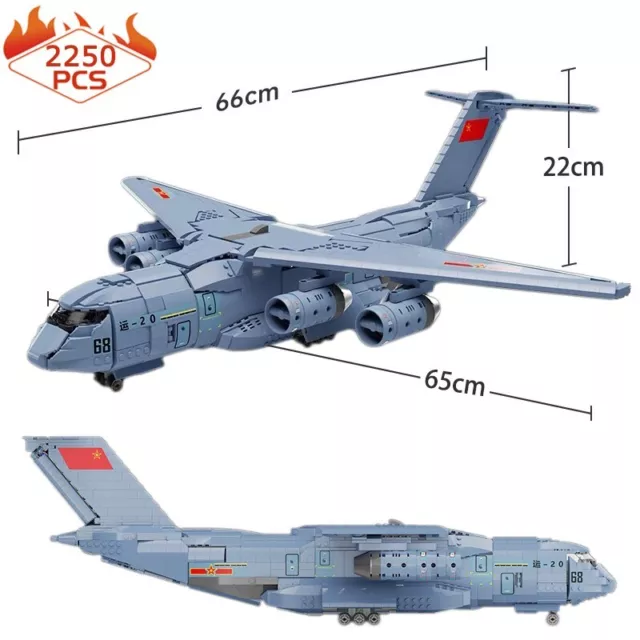 2250pcs Military Y-20 Transport Plane Model Building Block Bricks Weapon Toys