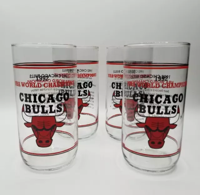 Vintage Libbey 1992  Chicago Bulls Cooler Drinking Glasses Pack 17 oz New!!