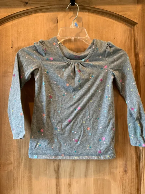 Girl's Circo Long Sleeve Top sz M (7/8) Gray w/Multicolor Stars