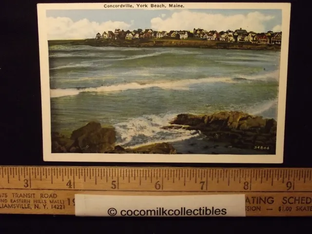 Postcard 1920s Concordville York Beach Maine Color Unposted Cottages Water View