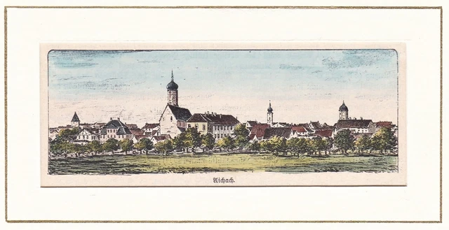 Aichach Schwaben Bayern Ansicht Holzstich woodcut 1880