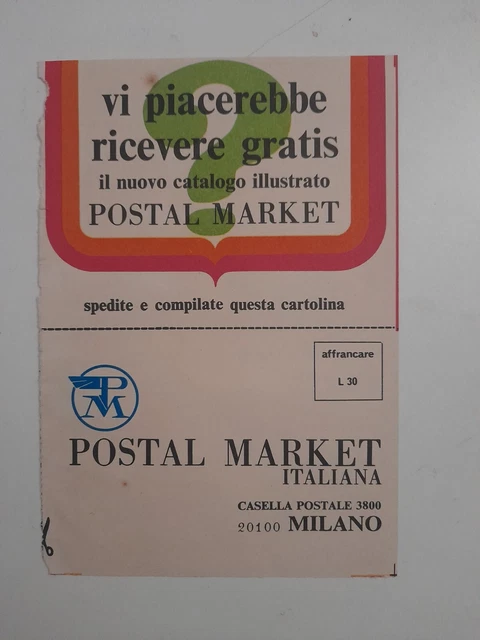 RARA Cartolina Postale Gratis Catalogo Postal Market Anni 60
