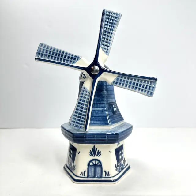 Windmill Ceramic Holland Royal Goedewaagen Delfts Beautiful SPINS!