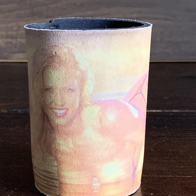 VINTAGE KOOZIE BLONDE Girl In A Bikini Drink Can Holder Cooler Michael