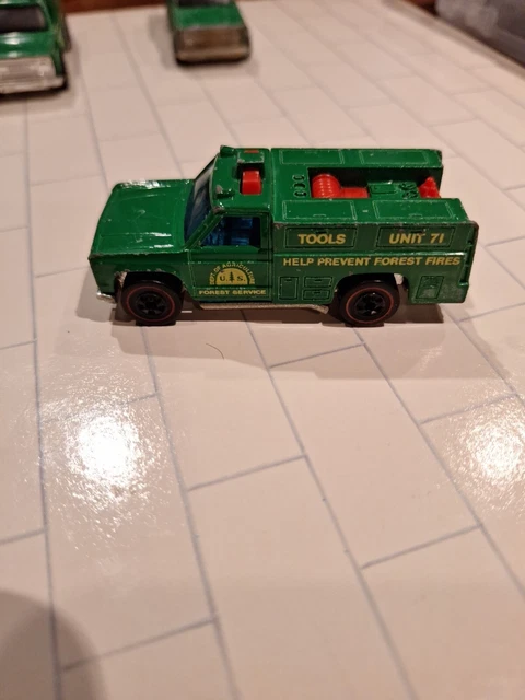 1974 Hot Wheels Redline Forest Service Truck Green Unit 71 Blue Interior