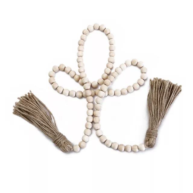 Guirnalda de perlas de madera mejoras para el hogar guirnaldas de perlas rústicas decoración