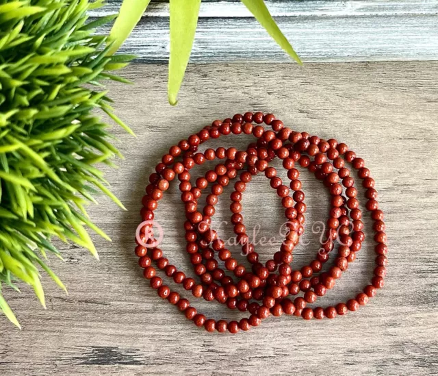 Wholesale Lot 6 Pcs Natural Red Jasper 4mm 7.5” Crystal Stretch Bracelet