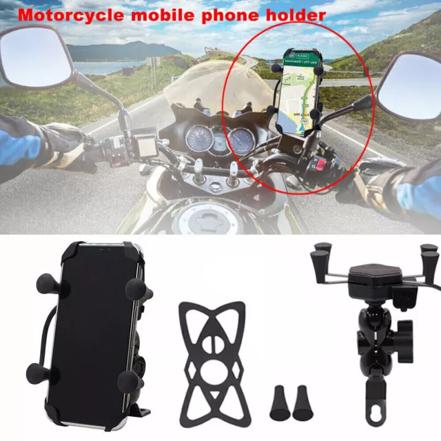 Universal X-Grip RAM Motorcycle Bike Car Mount USB Charger GPS Phone Holder UK 2