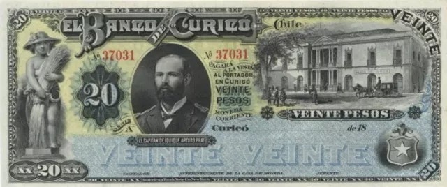 Chile - 20 Chilean Pesos - P-S220r - ca.1882 Dated Foreign Paper Money - Paper M