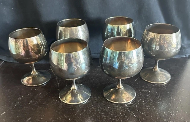 SET OF Vintage VALERO Silver Plated BRANDY COGNAC SNIFTERS