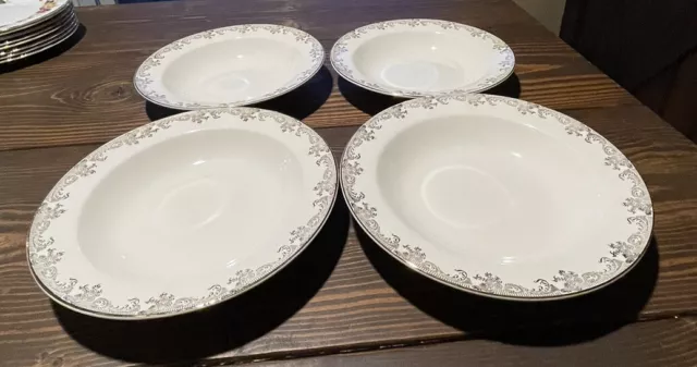 VINTAGE 1930s Edwin Knowles China Hostess 22K Gold Lot of 4 Soup Bowls