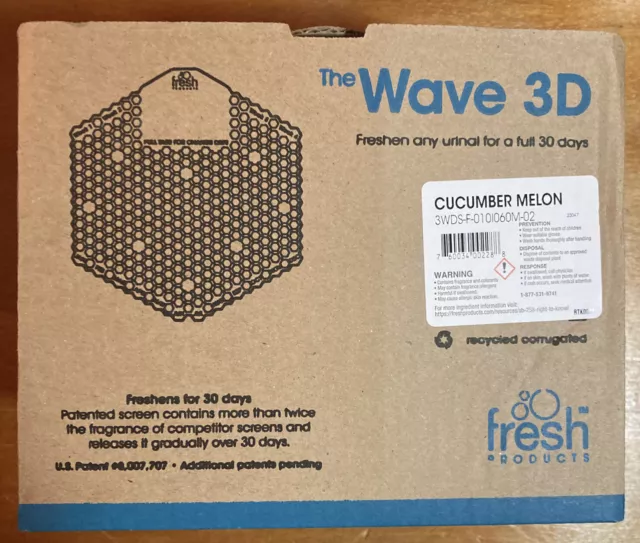 FRESH PRODUCTS Wave 3D Urinal Deodorizer Screen Green Cucumber Melon 10 Pack