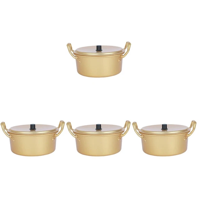 4 PIEZAS olla de sopa de ramen olla instantánea de fideos tapa tapa olla de metal