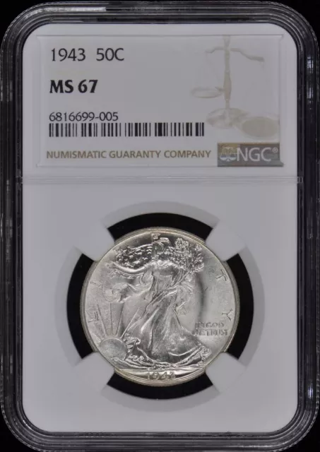 1943 Walking Liberty Half Dollar 50C NGC MS67