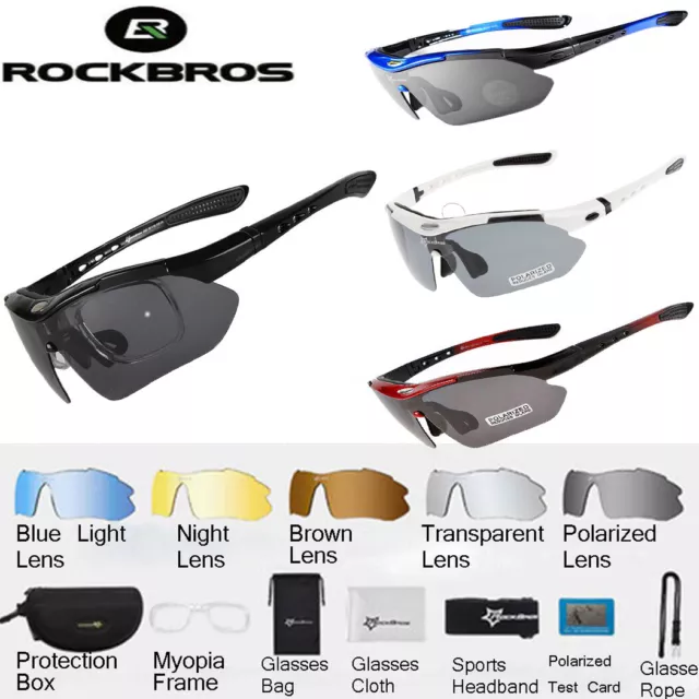 ROCKBROS 5 Lenses Polarized Cycling Glasses Eyewear Bike Goggles Fish Sunglasses