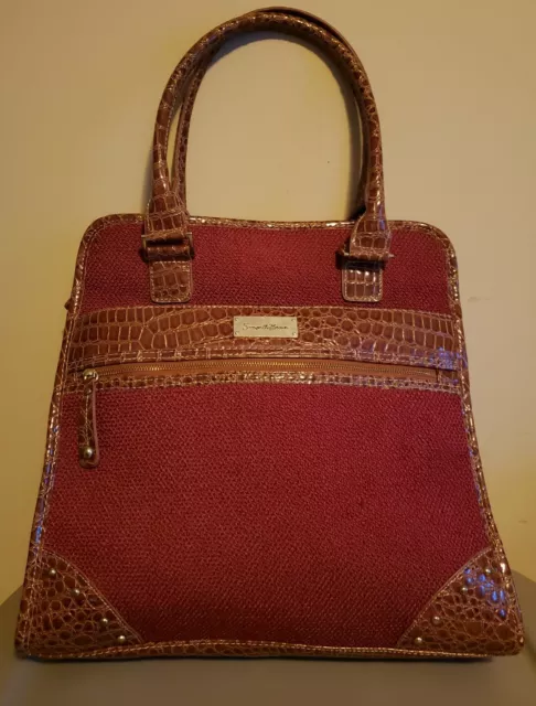 Samantha Brown Croc-Embossed Dowel Bag/Carry On Red Lots Of Space Pockets GUC
