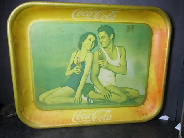 1934 Johnny Weissmuller Advertising Coca Cola Tarzan Tin  Tray  B57  Pb