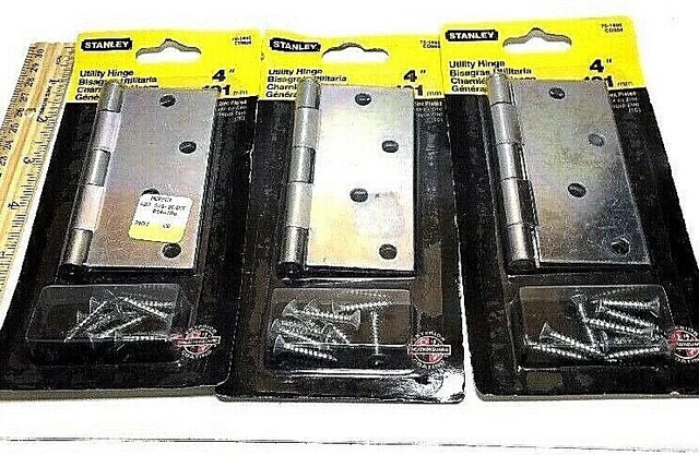 (3) Stanley 75-1495 Zinc Plated 4" Utility Door Hinge Lot of 3 NIB