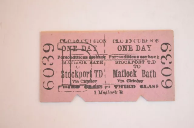 Railway Ticket CLC Matlock Bath to Stockport TD 3rd