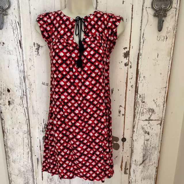 Ann Taylor Loft Size small Womans Red Blue White Black Floral Shift Casual Dress