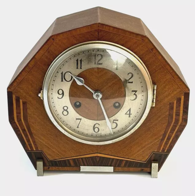 Norland Clock Co Art Deco Style Wooden Chiming Mantel Clock
