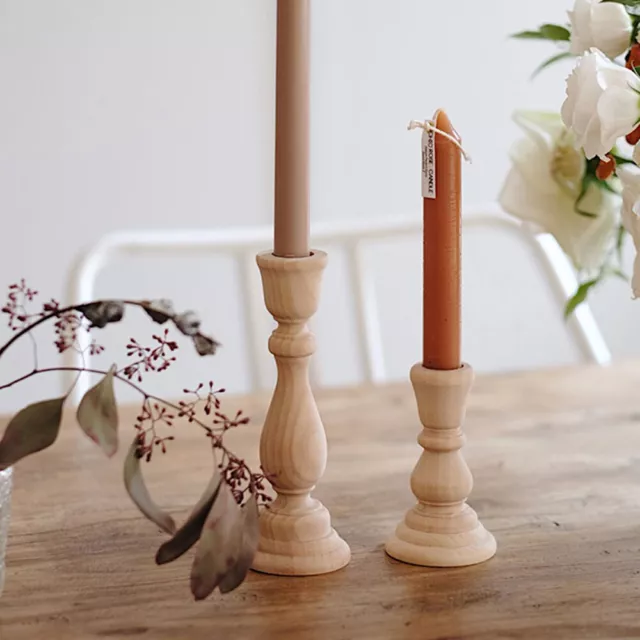 3Size Wooden Vintage Candlesticks Table Candle Holder Home Wedding Decors