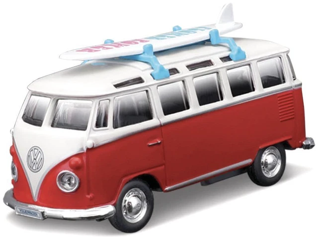 Kit Modèle Réduit VW T1 Van Samba Rouge Et Blanc - Échelle 1:24 - Marque Maisto