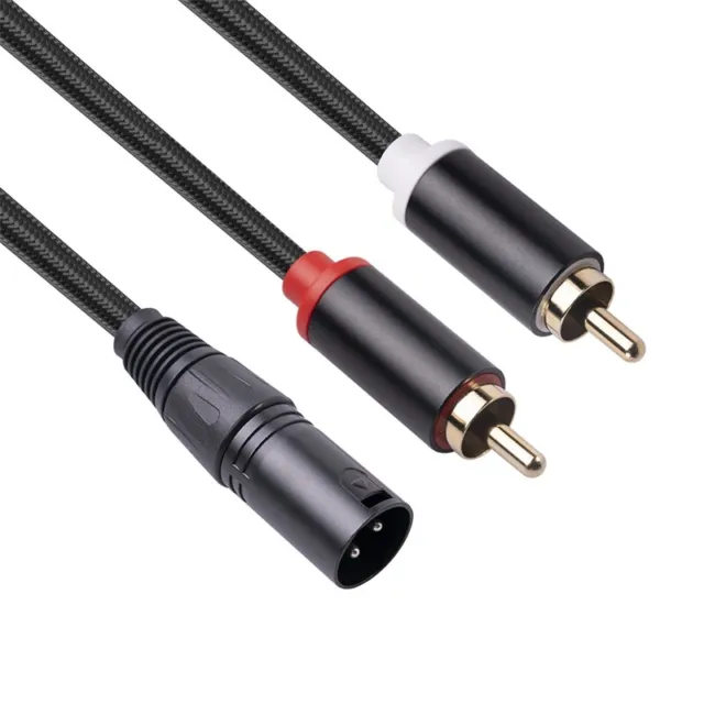 2X(XLR To Dual RCA Audio Cable XLR Male 3 Pin To Dual RCA Male Plug Stereo Audio