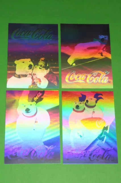 1995 Coca Cola Series 3 Insert Polar Bear Hologram 4 Card Set Collect-A-Card