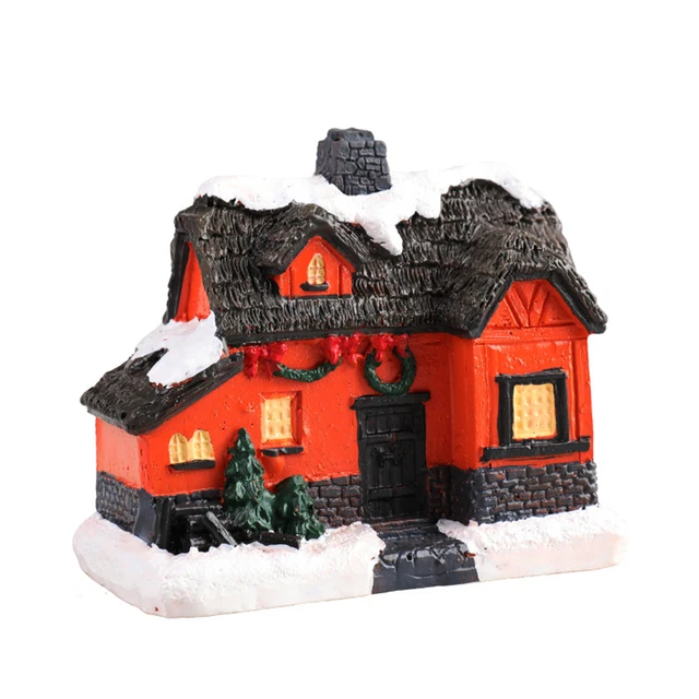 Miniature House No Odor Adorable Glowing Xmas Miniature House Decor Portable