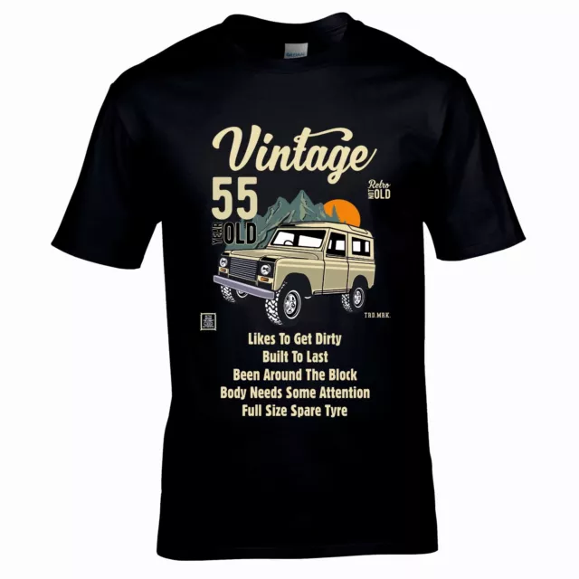 T-shirt da uomo divertente 55 anni vintage 4x4 fuoristrada 55° compleanno regalo